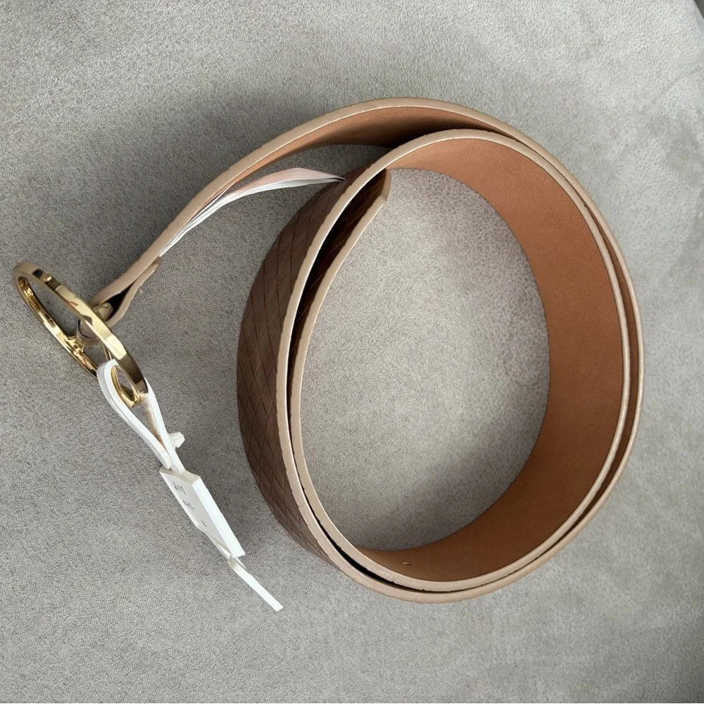 a new day Brown Woven‎ Belt with Gold Buckle